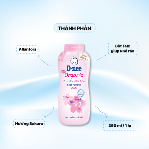 Phấn Dnee Organic 350g - Màu Hồng - Sakura