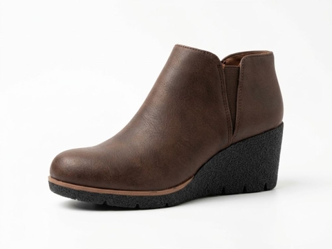 Boot nữ da bò thật VNXK Dr. Scholl's Women's Bianca Wedge Bootie Honey Smooth - Giày nữ xuất khẩu Âu, Mỹ