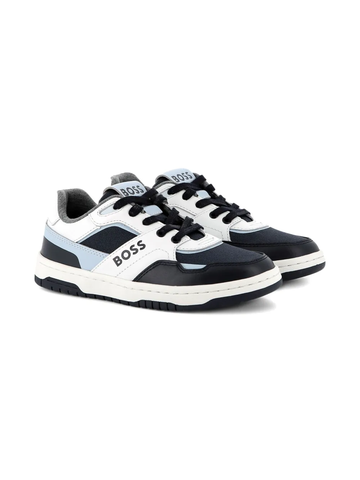 🧒 Giày Trẻ Em BOSS Boys Blue & White Leather & Canvas Trainers – Hàng Hiệu, Giá Cực Sốc Chỉ 360K!