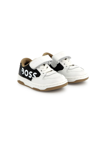 Giày Thể Thao Bé Trai Hugo Boss White Black Camel Velcro Sneaker J52160 – Hàng Xuất Dư Âu Mỹ, Giá Cực Sốc!