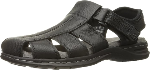 Sandal nam da thật Dr. Scholl's Mens Gaston Leather Casual Fisherman Sandals Black Leather - Giày nam xuất khẩu Âu, Mỹ