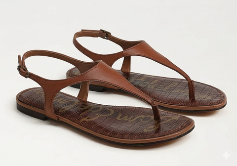 Sandal nữ SAM EDELMAN Womens Canna Thong Flat Sandal Colo  Rich Cognac Leather - Giày nữ xuất dư Âu, Mỹ