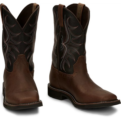 Giày bảo hộ nam, giày đi xe PKL, giày đi phượt da bò thật, chống nước, mũi bọc thép, đế cách điện và chống đinh chính hãng Justin Men's Driller Cowhide Steel-Toe Stampede Work Boots - Giày xuất dư Mỹ