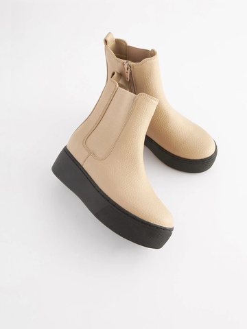 Boot nữ da thật Next Nude Pink Chunky Chelsea Boots - Giày da xuất dư sang Mỹ