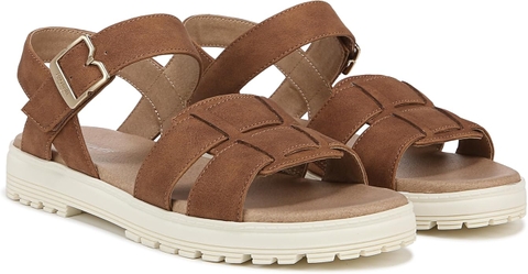 Sandal nữ Dr. Scholl's Shoes Take Five womens Flat Sandal Color: Honey Brown - Giày xuất dư Mỹ