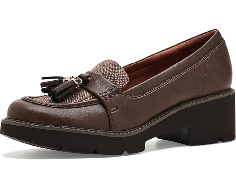 Giày nữ VNXK SOUL Naturalizer Womens Committed Lug Loafer Color Brown Wool Faux Leather - Giày nữ xuất Mỹ, Âu
