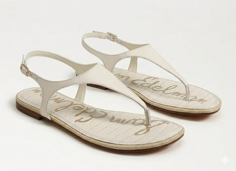 Sandal nữ SAM EDELMAN Womens Canna Thong Flat Sandal Color Modern Ivory Leather - Giày nữ xuất dư Âu, Mỹ