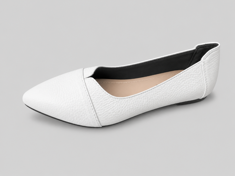 Giày búp bê nữ da bò thật VNXK Womens Flexy Flat White Leather mềm và êm - Giày nữ xuất Mỹ, Âu