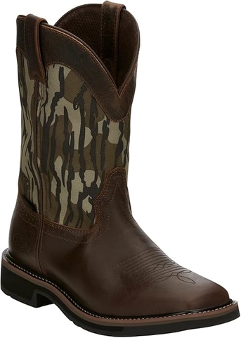 Giày bảo hộ nam, giày đi xe PKL, giày đi phượt da bò thật, chống nước, mũi bọc thép, đế cách điện và chống đinh chính hãng Justin Men's Trekker Waterproof Western Work Boot Soft Toe