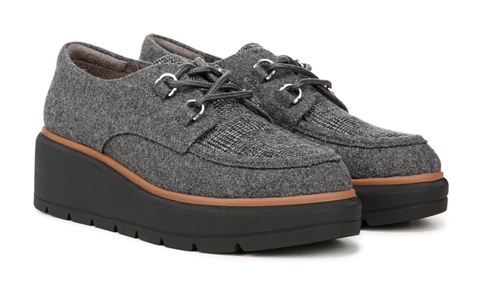 Giày nữ DR. SCHOLL'S Nice Max Platform Moc Toe Derby In Dark Grey - Giày nữ xuất khẩu Âu, Mỹ