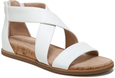 Dép Sandal Nữ Naturalizer Women Cindi Strappy Flat Sandal Color White Synthetic- Giày nữ xuất khẩu Âu, Mỹ