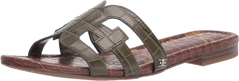 Dép sandal nữ Sam Edelman Women's Bay Flat Sandal, Granite Green - Giầy xuất khẩu Âu, Mỹ