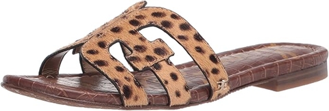 Dép Sandal nữ Sam Edelman Bay Cutout Slides Tan Leopard Print New - Giày xuất khẩu Âu, Mỹ