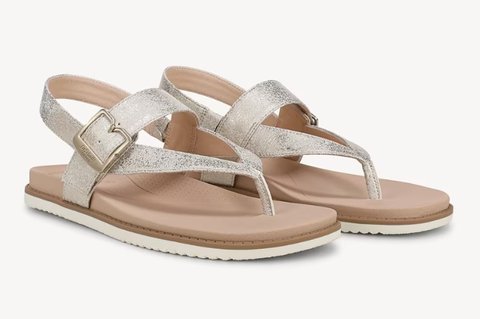 Sandal nữ Dr. Scholl's Women's So Chill Thong Sandal Color  Light Gold Faux Leather - Giày xuất dư Mỹ