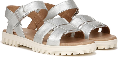 Sandal nữ Dr. Scholl's Shoes Women's Sheena Wedge Sandal Color Metallic Silver - Giày xuất dư Mỹ