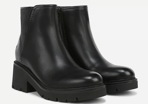Boot cao cổ nữ da thật Naturalizer Janet Water Repellent Platform Bootie Color Black Embossed Leather- Giày nữ xuất khẩu Âu, Mỹ