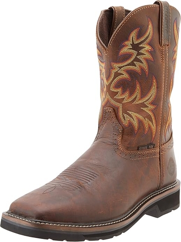 Giày bảo hộ nam, giày đi xe PKL, giày đi phượt da bò thật, chống nước, mũi bọc thép, đế cách điện và chống đinh chính hãng Justin Men's Driller 11