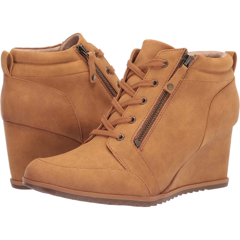 Boot nữ da thật SOUL Naturalizer Womens Haley-lace Ankle Boot Camel - Giày nữ xuất khẩu Âu, Mỹ