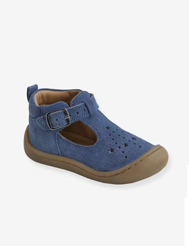 Giày Trẻ Em Vertbaudet Soft Leather Pram Shoes – Denim Blue, Chính Hãng Xuất Dư