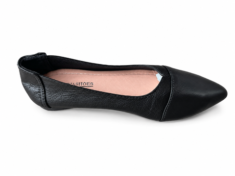 Giày búp bê nữ da bò thật VNXK Womens Flexy Flat Black Leather mềm và êm - Giày nữ xuất Mỹ, Âu