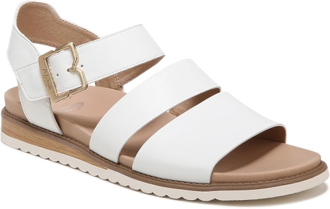 Sandal nữ Dr. Scholl's Shoes Women's Island Glow Flat Sandal Colour Name White Smooth - Giày xuất dư Mỹ