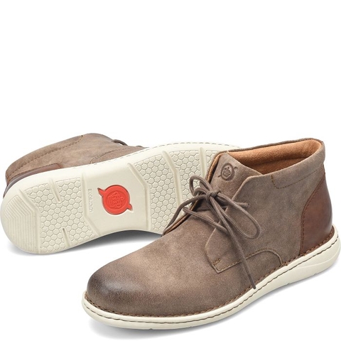 Giày nam da thật BORN Men's, Theo Boot Taupe Brown Combo đế siêu nhẹ, siêu êm - Giày nam xuất khẩu Mỹ, Eu