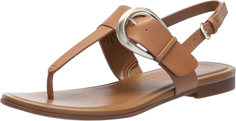 Sandal nữ Naturalizer Womens Taylor T-Strap Slingback Flat Sandal Color Saddle Tan Brown - Giày nữ xuất dư Âu, Mỹ