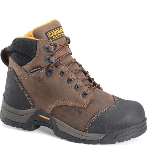 Giày bảo hộ nam, giày đi xe PKL, giày đi phượt da bò thật, chống nước, mũi bọc thép, đế cách điện và chống đinh chính hãng Carolina Men's Bruno Lo Dark Brown Waterproof Carbon Composite Toe Work Boots CA5522