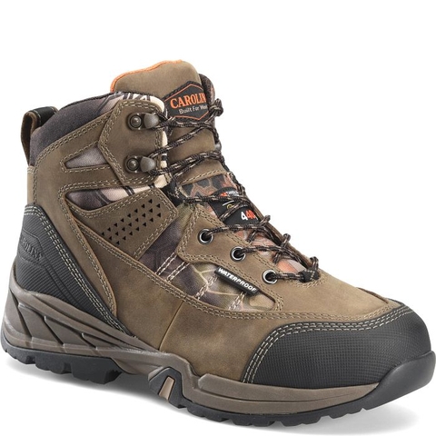 Giày bảo hộ nam, giày đi xe PKL, giày đi phượt da bò thật, chống nước, mũi bọc thép, đế cách điện và chống đinh chính hãng Carolina Men's 6In Wp St Insulated Kryptek Hiker