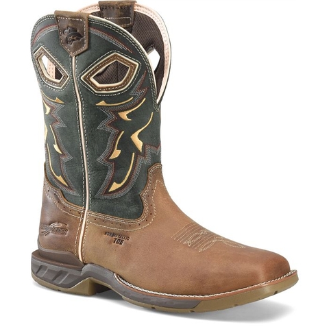 Giày bảo hộ nam, giày đi xe PKL, giày đi phượt da bò thật, chống nước, mũi bọc thép, đế cách điện và chống đinh chính hãng Double H Men's Phantom Rider Kerrick Green Composite Toe Work Boots DH5356 - Giày xuất dư Mỹ