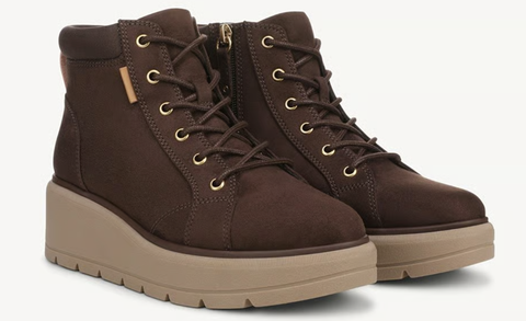 Boot nữ  VNXK da thật Dr. Scholl's Shoes Women's Nice Day Max Alpine Lace-Up Short Boots Color Dkumber - Giày nữ xuất khẩu Âu, Mỹ