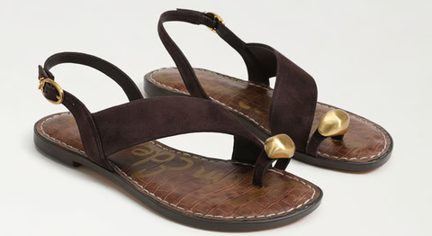 Sandal nữ VNXK Sam Edelman Grace Toe Strap Sandal Color Café Noir Suede - Giày nữ xuất dư Âu, Mỹ