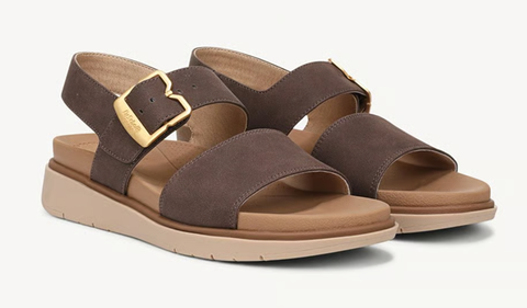 Sandal nữ Dr. Scholl's Women's Posie Slingback Sandal Color Dark Brown Faux Leather- Giày xuất dư Mỹ