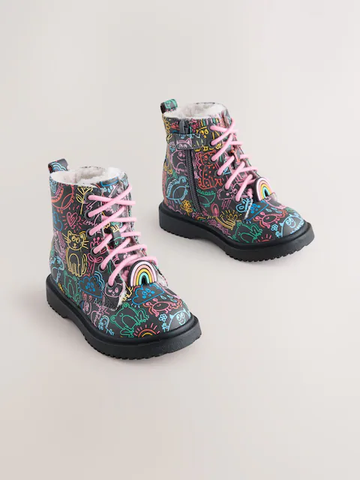 Giày bé gái Next Multi Standard Fit (F) Lace-Up Ankle Boots - Giày trẻ em xuất dư Âu, Mỹ