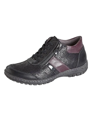 Giày nữ VNXK da thật sneaker Women in leather Naturläufer des gelobten Landes Vamos Schnurschuhe Schwarz – Schnuerschuhe - Giày da xuất dư sang Mỹ, Âu