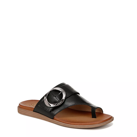 Dép Sandal nữ SOUL Naturalizer Womens Joanie Flat Sandal Black Leather - Giày nữ xuất khẩu Mỹ, Âu