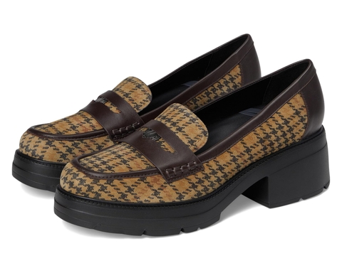 Giày nữ VNXK Naturalizer Women's Corrine Platform Loafer Color Olive Houndstooth Suede- Giày nữ xuất Mỹ, Âu