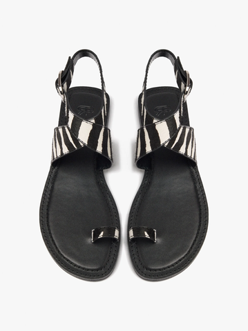 Sandals nữ đế bệt PARFOIS Flat sandals with printed animal leather - Giày da xuất dư sang Mỹ, Âu