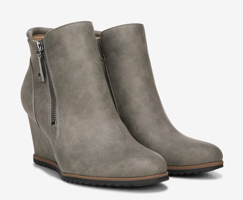 Boot nữ SOUL BY NATURALIZER Womens Gray Gore Haley Almond Toe Wedge Booties  - Giày nữ xuất khẩu Âu, Mỹ