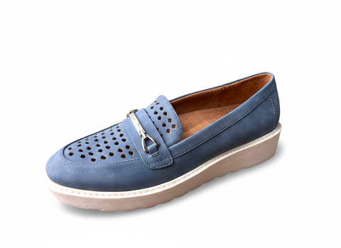 Giày nữ VNXK siêu nhẹ, siêu êm, siêu thoáng Naturalizer Women's, Isla Loafer Color Lux Navy Faux Leather - Giày nữ xuất Mỹ, Âu