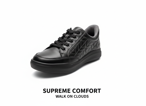 Giày nữ siêu nhẹ  Anodyne Womens No. 75 Casual Sport Sneaker Black Leather - Giày nữ xuất khẩu Âu, Mỹ