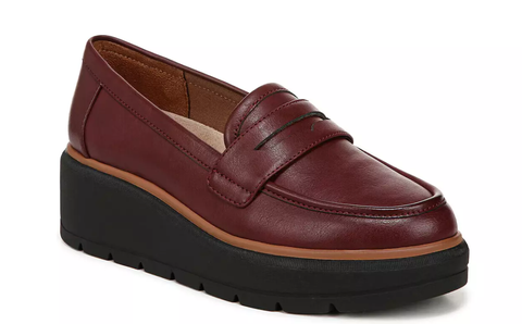 Giày nữ Womens DR. SCHOLL'S NICE DAY MAX Burgundy RECYCLED Wedge Penny Loafer - Giày nữ xuất khẩu Âu, Mỹ