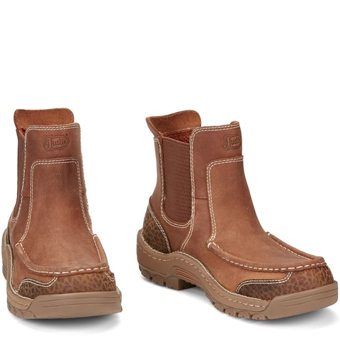 Giày bảo hộ nam, giày đi xe PKL, giày đi phượt da bò thật, chống nước, mũi bọc thép, đế cách điện và chống đinh chính hãng Justin Boots Men's Channing 6