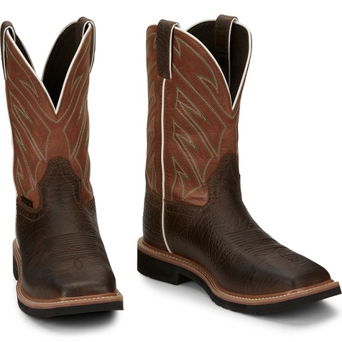 Giày bảo hộ nam, giày đi xe PKL, giày đi phượt da bò thật, chống nước, mũi bọc thép, đế cách điện và chống đinh chính hãng Justin Mens Electrician 11