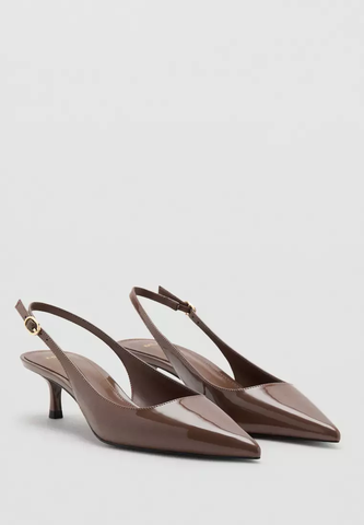 GIÀY CAO GÓT NỮ M@.N.G@ PATENT HEELED SHOES MÀU NÂU – THANH LỊCH, SANG TRỌNG, GIÁ TỐT BẤT NGỜ