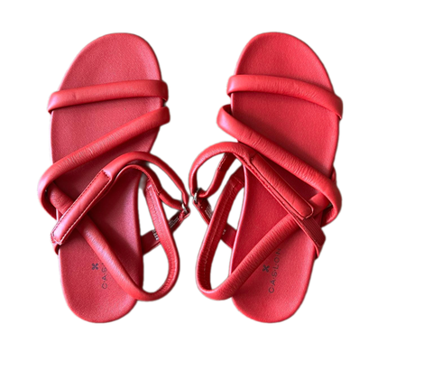 Dép sandal nữ Caslon đế bằng, quai hậu màu đỏ - Hàng xuất Mỹ
