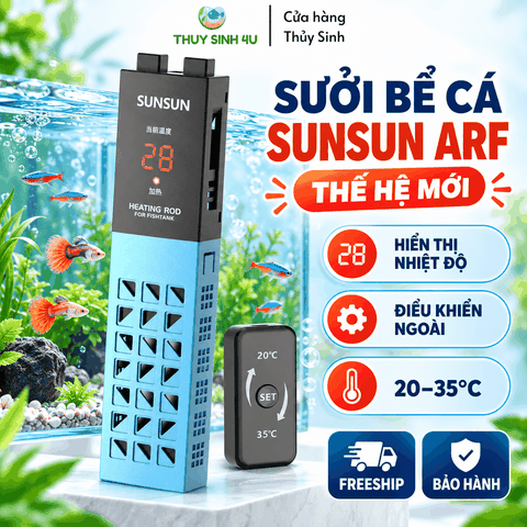 Sưởi bể cá Sunsun ARF thế hệ mới - Chỉnh nhiệt độ bên ngoài, hiển thị nhiệt độ chính xác
