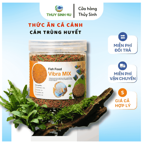 Thức Ăn Cá Cảnh Vibra MIX - Tạo Hình Sâu Đỏ, Siêu Kích Màu & Tăng Trưởng (47% Đạm)