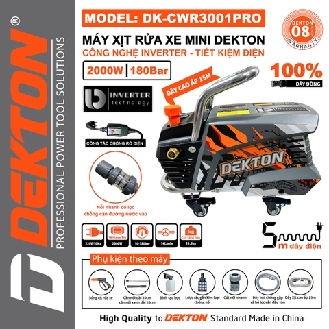 Máy xịt rửa xe mini DEKTON DK-CWR3001PRO