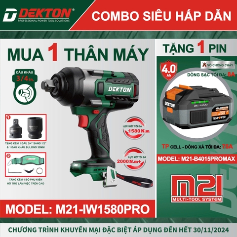 Máy siết bulong dùng pin DEKTON M21-IW1580pro (chưa pin & sạc)